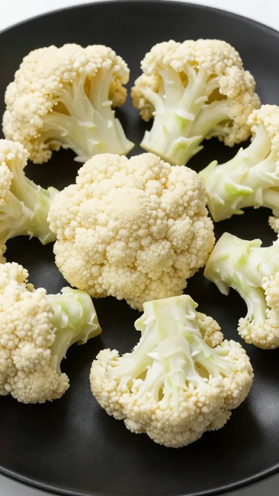 closeup of buffalo cauliflower bites on matte black plate